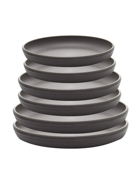 SAROSORA Round Plastic Plant Saucer Drip Tray Set of 6 for Indoor Outdoor Home Garden Flower Plant Container Flower Pot Pallets ((9.4''+10.4"+12'') x2, Dark Grey)