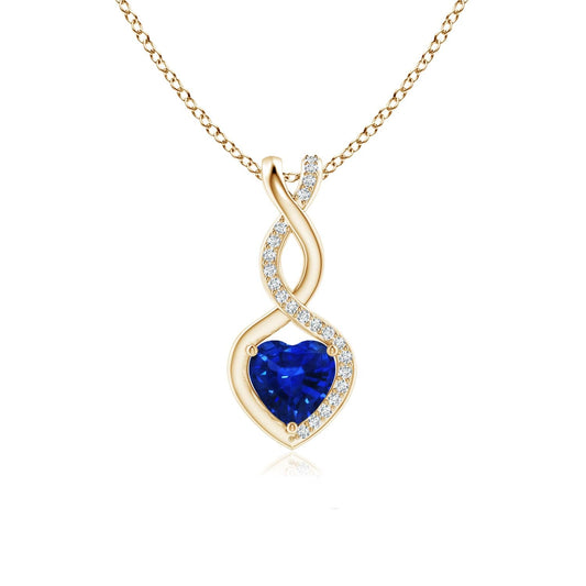 Angara Natural Blue Sapphire Pendant for Women | 0.3 ct Heart Shape Blue Sapphire Diamond Heart Pendant Necklace in Yellow Gold | September Birthday, Anniversary, Gemstone Jewelry Gift | AAAA | 4mm