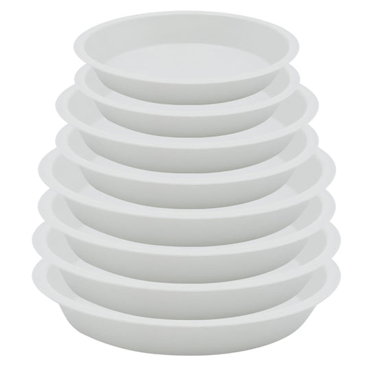 JAKOUE 4 Size Round Plant Saucer,8 Pack Pant Pot Trays, Plant Saucers for Indoors and Outdoors, Seed Starting Tray, Growing Trays,White（4",5",6",8"）