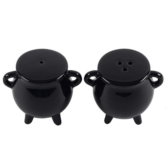 Pacific Giftware Witches Brew Black Ceramic Cauldron Salt and Pepper Set