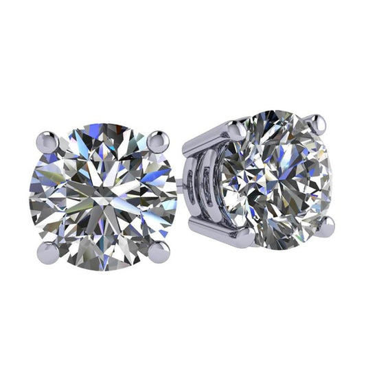 Central Diamond Center Round Simulated Diamond Stud Earrings Hypoallergenic Metal & Sterling Silver CZ - 5.50mm (1.50cttw) Platinum