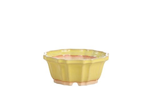 Willow Bonsai Ceramics Flower Design Bonsai Pot 4.5 Inch – Elegant Ceramic Bonsai & Succulent Planter, High‑Fired Frost‑Proof Stoneware with Drainage & Wiring Holes, Handmade in USA (Yellow)