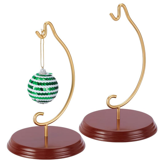 AHANDMAKER 5x8 Inch Ornament Display Stand, Ornament Stand Holders, Fruitwood Ornaments Stands for Hanging Glass Globe Air Plant Terrarium Witch Ball Home Office Party Decor Hanger
