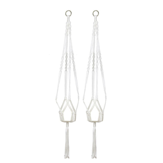 uxcell Nylon Outdoor Indoor Balcony Macrame Plant Hanger Flower Pot Holder Hanging Rope Baskets 2pcs White