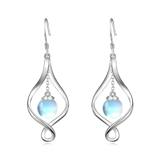 Moonstone Earrings Sterling Silver Moonstone Ball Dangle Earrings Dangling Jewelry Gifts for Women