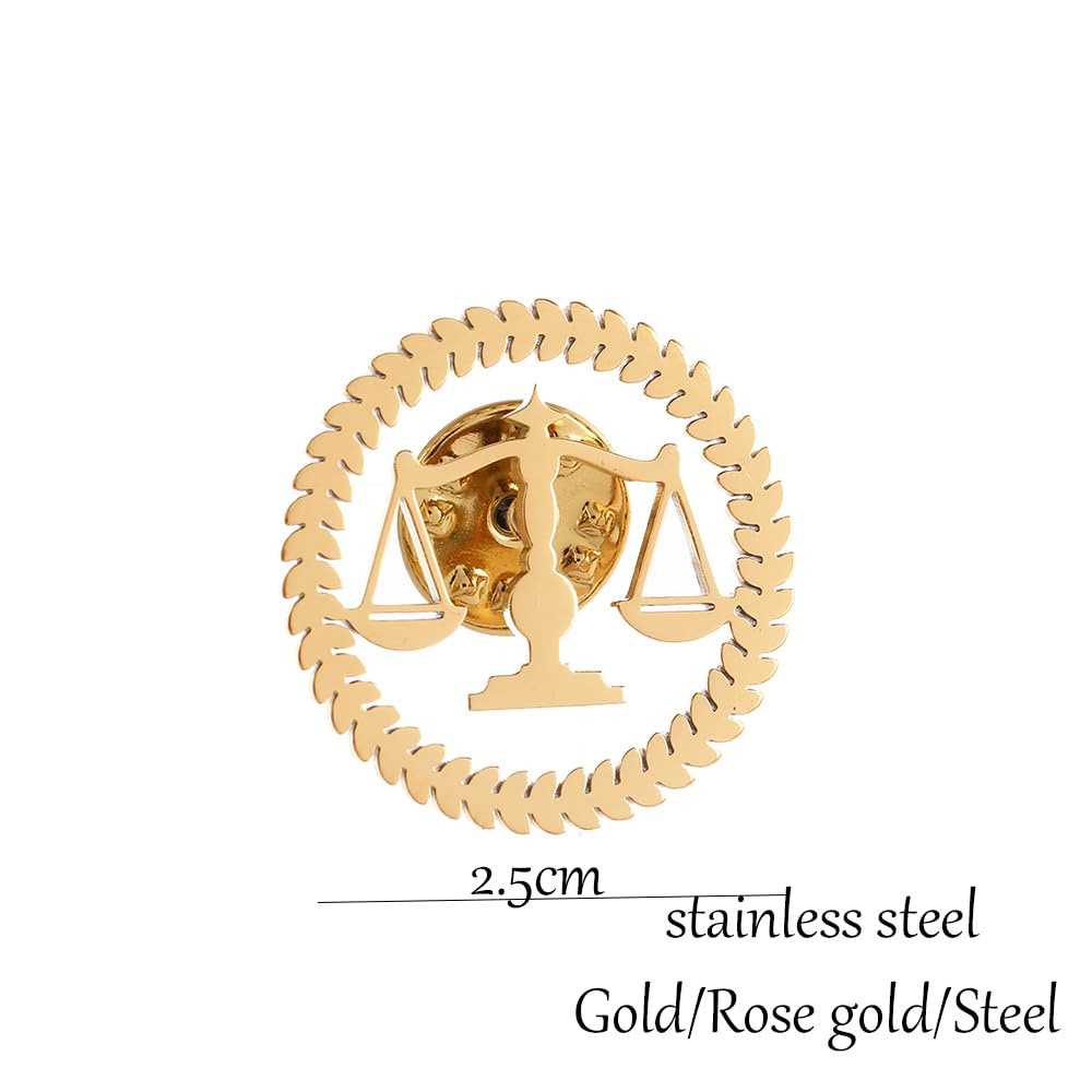 Metal Balance Badges Suit Brooch Libra Scales Brooches For Men (silver pin+tie clip+ cuff-link)