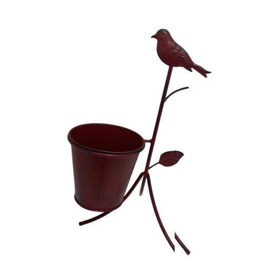 Leefasy Metal Planter Stand Plant Bucket Ornament,Rustic,Sturdy,Creative Flower Pot Holder Decorative for Deck Farmhouse Patio Decor
