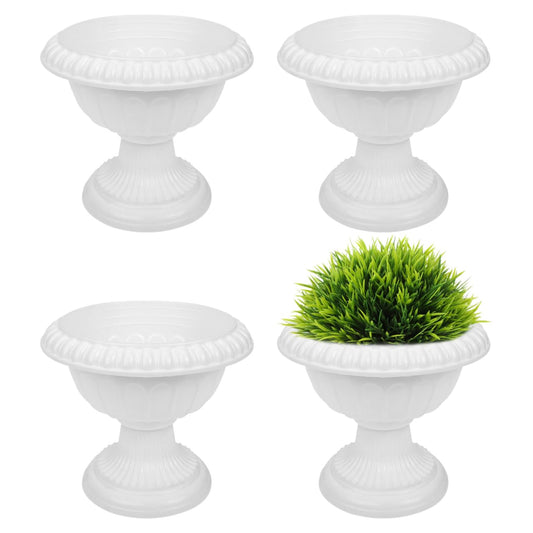 Cabilock 4pcs Flower Pot Planter Classic Traditional Urn Planter White Flower Holder Detachable Garden Succulent Container Front Porch Flowerpot