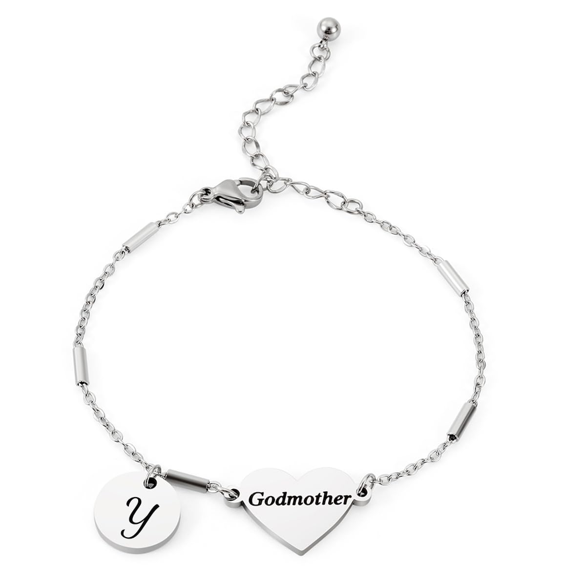 CHENVA Godmother Gifts Initial Bracelet Bangle for Women Gift for Godmother from Goddaughter (Godmother Bracelet Y)