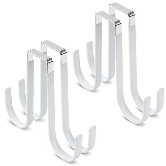Manesi Double Sided Over The Door Hooks for Clothes. Over The Door Hanger Hook Set of Four. Towel Hanger for Bathroom, Wreath Hook, Coat Rack Hat Organizer or Plant Hooks for Ceiling 4 Pack