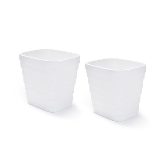 Step2 Wave 20x24 Planter, Large Planters for Outdoor Plants, Gardening and Flower Pot for Patio or Porch, Efficient Drainage, Durable Plastic, White, 2-Pack