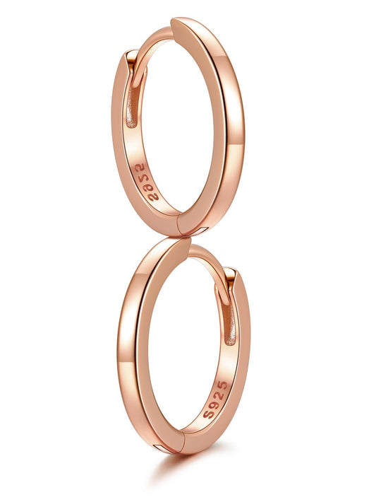SILVERCUTE 925 Sterling Silver Huggie Hoop Earrings for Women,Hypoallergenic Rose Gold Small Hoop Earring Cartilage Earring Lightweight Huggies Earrings for Women,8/10/12mm