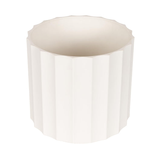 Kate and Laurel Jibbs Round Indoor Scalloped Planter Pot, 10 x 10 x 10, White, Modern Circular Planter for Indoor Plants for Living Room or Sunroom Decor