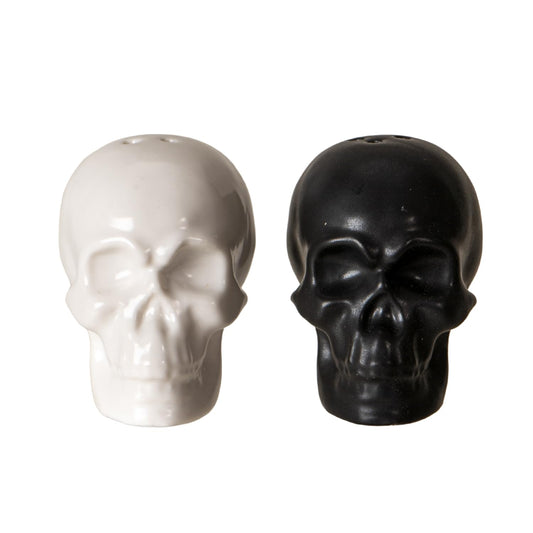 Pacific Giftware Gothic Skull Salt and Pepper Shaker Set Black and White Ceramic Kitchen Tabletop Decor Halloween Horror Collectible Spooky Novelty Gift for Horror and Skull Lovers 2.36"H