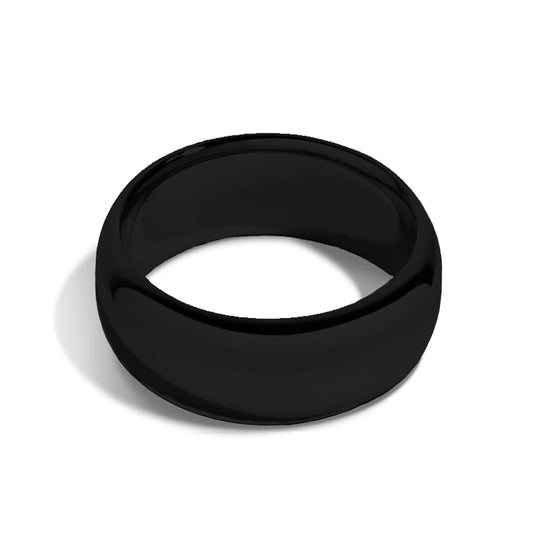 Tioneer Jewelry | Sterling Silver Plain Dome Wedding Band | Wedding Band for Women & Men | Sterling Silver Jewelry, Black, 8mm, Size 13