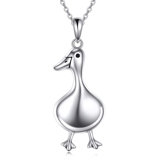 YAFEINI Duck Necklace S925 Sterling Silver Ducks Pendant Necklace Tiny Duck Jewelry Gifts for Women Mom Wife