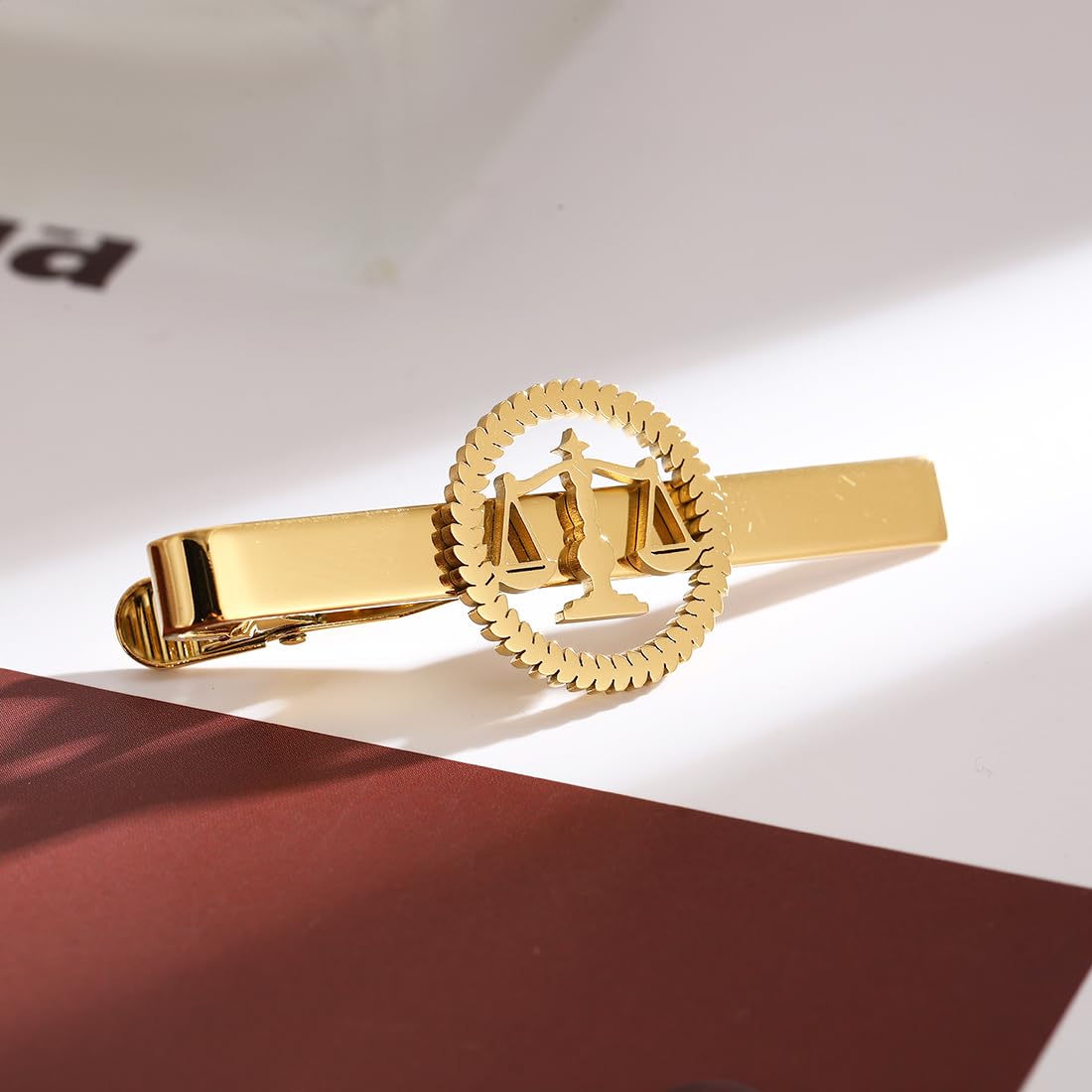 Metal Balance Badges Suit Brooch Libra Scales Brooches For Men (gold tie clip)