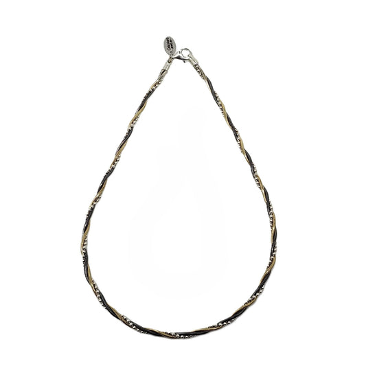 Celestara Jewelry, 925 Sterling Silver Chain, Italian-Made Jewelry Set with Gold Tone Accent (Luxurious Leather Gift Box Included) (Necklace Only, No Bracelet)