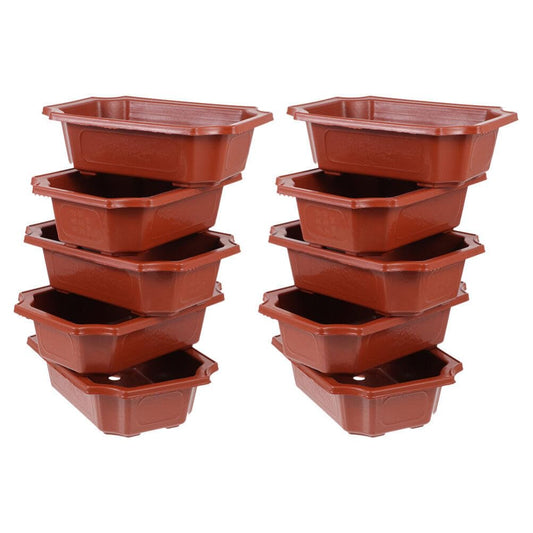 Healeved 10Pcs Small Bonsai Pot with Drainage Holes 6.3in X 4.6in Rectangular Bonsai Training Pots Plastic Flowerpot for Indoor Succulents Cactus Plants Growing Planter for Garden