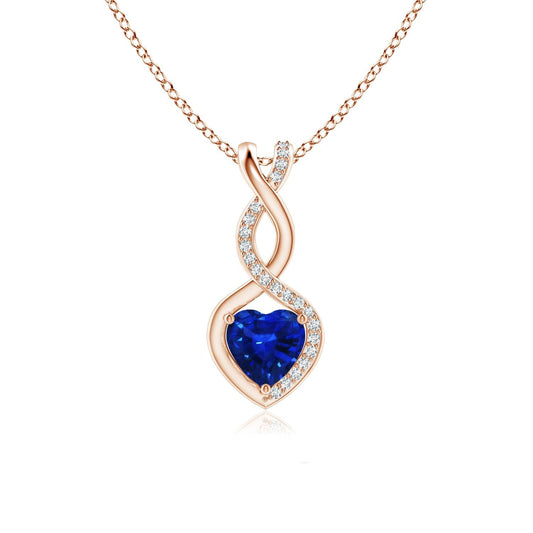 Angara Natural Blue Sapphire Pendant for Women | 0.3 ct Heart Shape Blue Sapphire Diamond Heart Pendant Necklace in Rose Gold | September Birthday, Anniversary, Gemstone Jewelry Gift | AAAA | 4mm