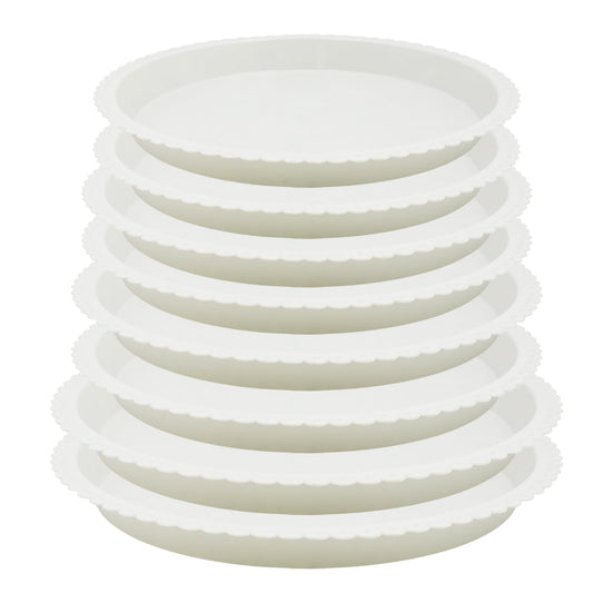 JAKOUE 4 Size Round lace Plant Saucer,6 Pack Pant Pot Trays, Plant Saucers for Indoors and Outdoors, Seed Starting Tray, Growing Trays,White（4",5",6",8"）