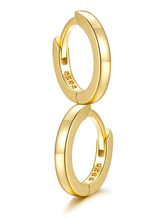 SILVERCUTE 925 Sterling Silver Huggie Hoop Earrings for Women,Hypoallergenic 14K Gold Plated Small Hoop Earring Cartilage Earring Lightweight Huggies Earrings for Women,8/10/12mm