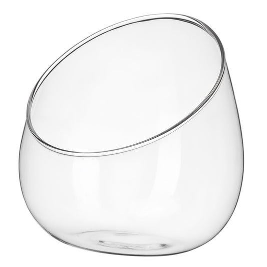 Clear Slant Cut Bubble Bowl Glass Vase Bowl Round Terrarium Orb Candy Dish Fruit Jar Floral Container for Home Office Decor