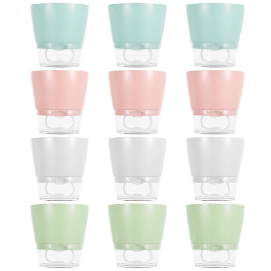 Skdqiee 12 PCS Self Watering Planters for Indoor Plants, 6 inch Plastic Flower Pots Assorted Color, Self Watering Succulent Pots, Wick Rope & Clear Saucer Reservoir for Home Office Garden
