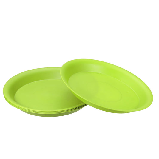 PATIKIL 10 Inch Plant Saucer Tray, 5 Pack Plastic Drip Tray Round Collects Excess Water Flower Pot Drainage Trays for Heavy Indoor Outdoor Pan, Green