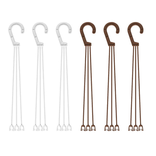 OFXDD Plant Hanger - Plastic Hanging Planters for Indoor & Outdoor Plants - Flower Plant Holder with Hooks, White (3 Pcs) and Brown (3 Pcs)