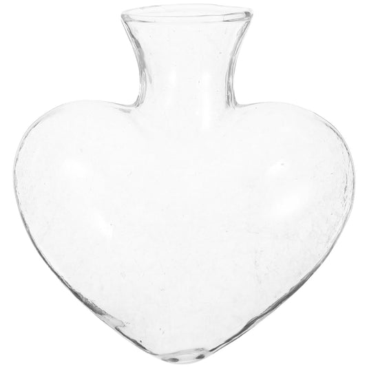 Cabilock Heart Shaped Glass Vase Clear Crystal Hydroponic Planter Glass Flower Pots Terrarium Flower Arrangement Planter Wishing Bottle for Home Garden Wedding Decoration
