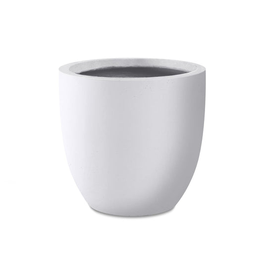 Kante 13.4" Dia Round Concrete Planter, Large Outdoor Modern Indoor Decorative Plant Pots with Drainage Hole and Rubber Plug for Home and Garden, Pure White
