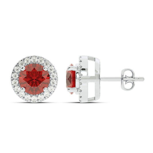 Ruby Gold Earrings for Women | 1/4 CT. TW Lab Grown Diamond and 1 1/4 CTTW Lab Made Ruby Earrings | Ideal Jewelry for her