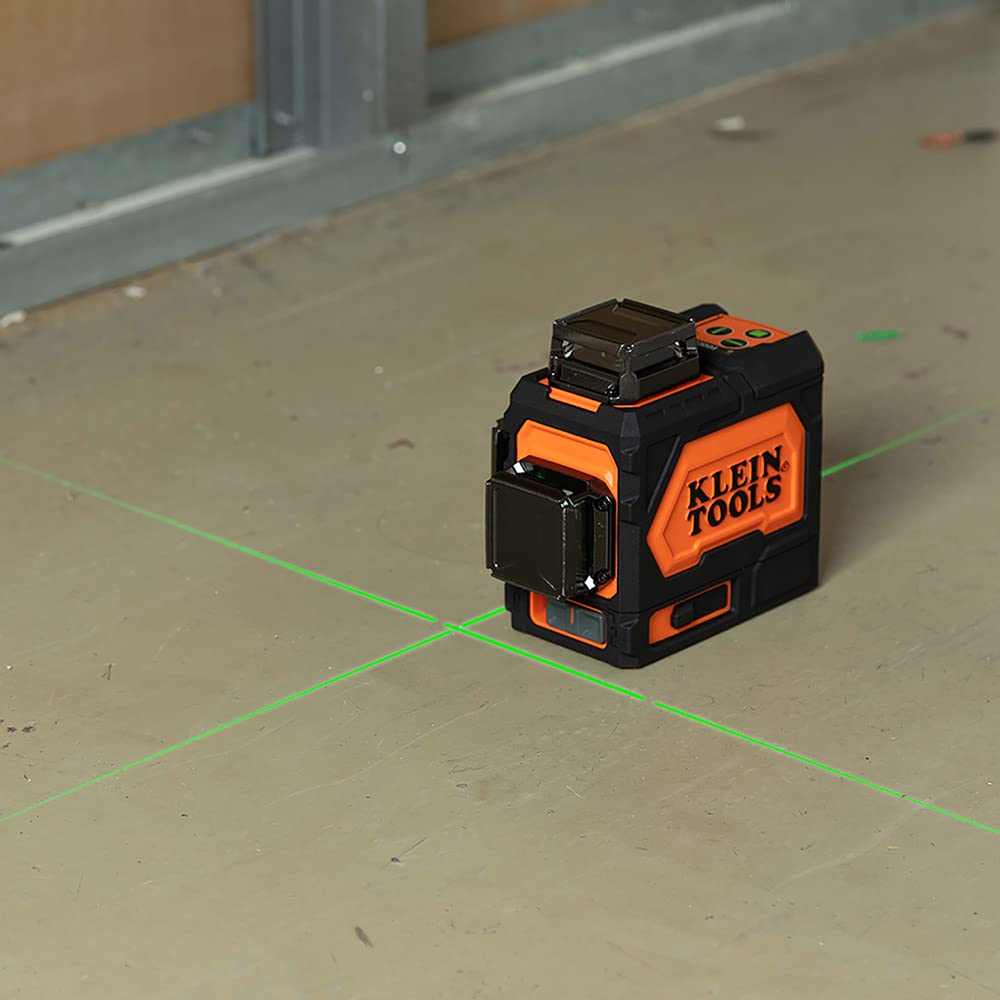 Klein Tools 80184 Laser Level 360-Degree Self-Leveling with Tripod Stand, Green Laser Level, Class 2 Laser, ≤1mW Each Beam, and Compact Tripod Kit with Mount, 2-Piece