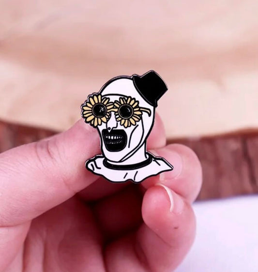 Sunflower Sunglasses Glasses Art the Clown Terrifier Captain Spaulding House of 1000 Corpses Horror Movie Halloween 1.25" Enamel Pin