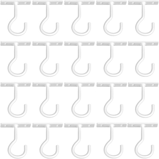 QTJUST Ceiling Hooks for Hanging Plants 20pack 2.5inch White