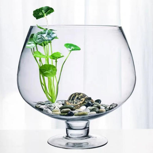 BESPORTBLE Glass Fish Bowl Vase - Clear Bubble Planter Terrarium Fish Bowl Wine Goblet Shaped Vase Transparent Hydroponic Bulb Floral Container