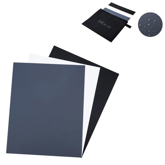 18% Neutral Grey Card JJC White Balance Card for DSLR Camera Video Film 10x8 PVC Exposure Photography Card Custom Calibration Camera Checker Card with Grey,White,Black Cards & a Storage Bag
