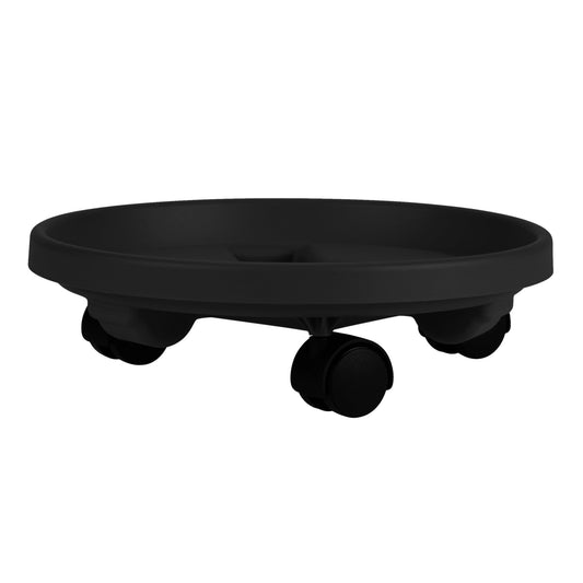 Bloem Round Planter Caddy with Wheels: 14" - Black - Durable Plastic Dolly, 360 Degree Wheel Movement, for Indoor and Outdoor Use, Gardening, 100 lb Capacity