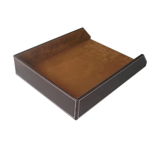 KINGFOM Letter Tray, PU Leather Paper Organizer Tray for Desk, Paper Organizer Storage Holder for Office Home or School A4 Size Brown