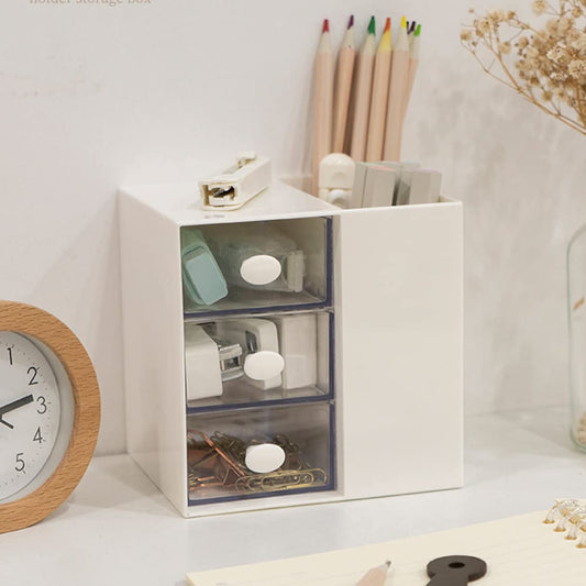 Multi-Functional Pen Holder, Pen Organizer for desk, Desk Organizer with 5 Compartments, Storage Rack for School Home Office Art Supplies, Gift for Teachers, Classmates, and Friends (White)