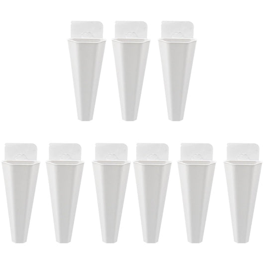 Yardwe Hanging Flower Pot 9Pcs Set White Plastic Wall Planters for Indoor and Outdoor Garden Decor Hydroponic and Trailing Compatible