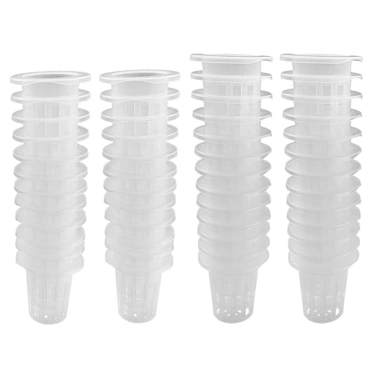 QINIZX 50 Pack 1.77" Garden Net Pots Cups, Slotted Mesh Pot Baskets Seed Growing Media Hydroponics System Supplies for Aquaponics/Orchids/Rockwool Cubes, Heavy Duty Round Wide Rim Design (White)