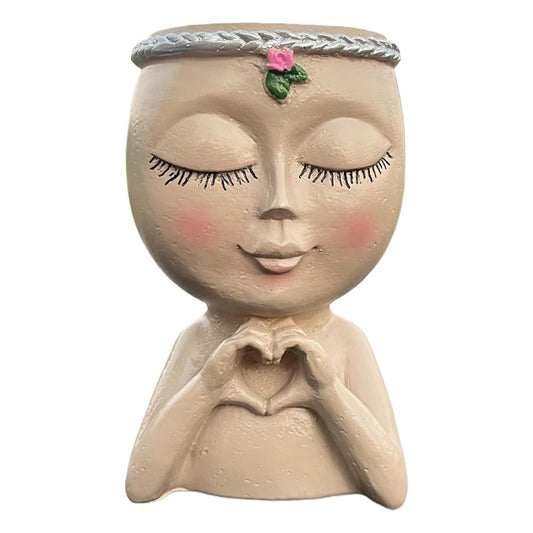 Nuhikap 1 Piece Face Planter Cute Planter Decorative As Shown Resin Flower Face Planter Pots Face Planter