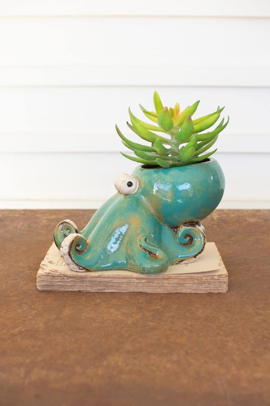 Kalalou CDV2152 Octopus Planter, 9-inch Length, Ceramic