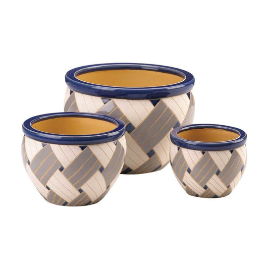 Accent Plus Colorful Planter Pot Trios (Geo Print)