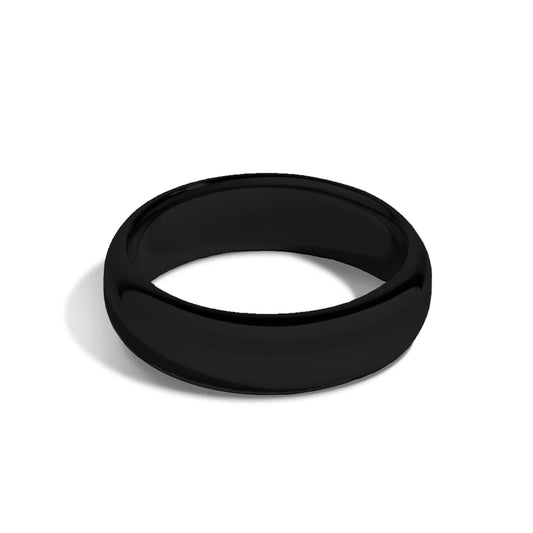 Tioneer Jewelry | Sterling Silver Plain Dome Wedding Band | Wedding Band for Women & Men | Sterling Silver Jewelry, Black, 6mm, Size 10