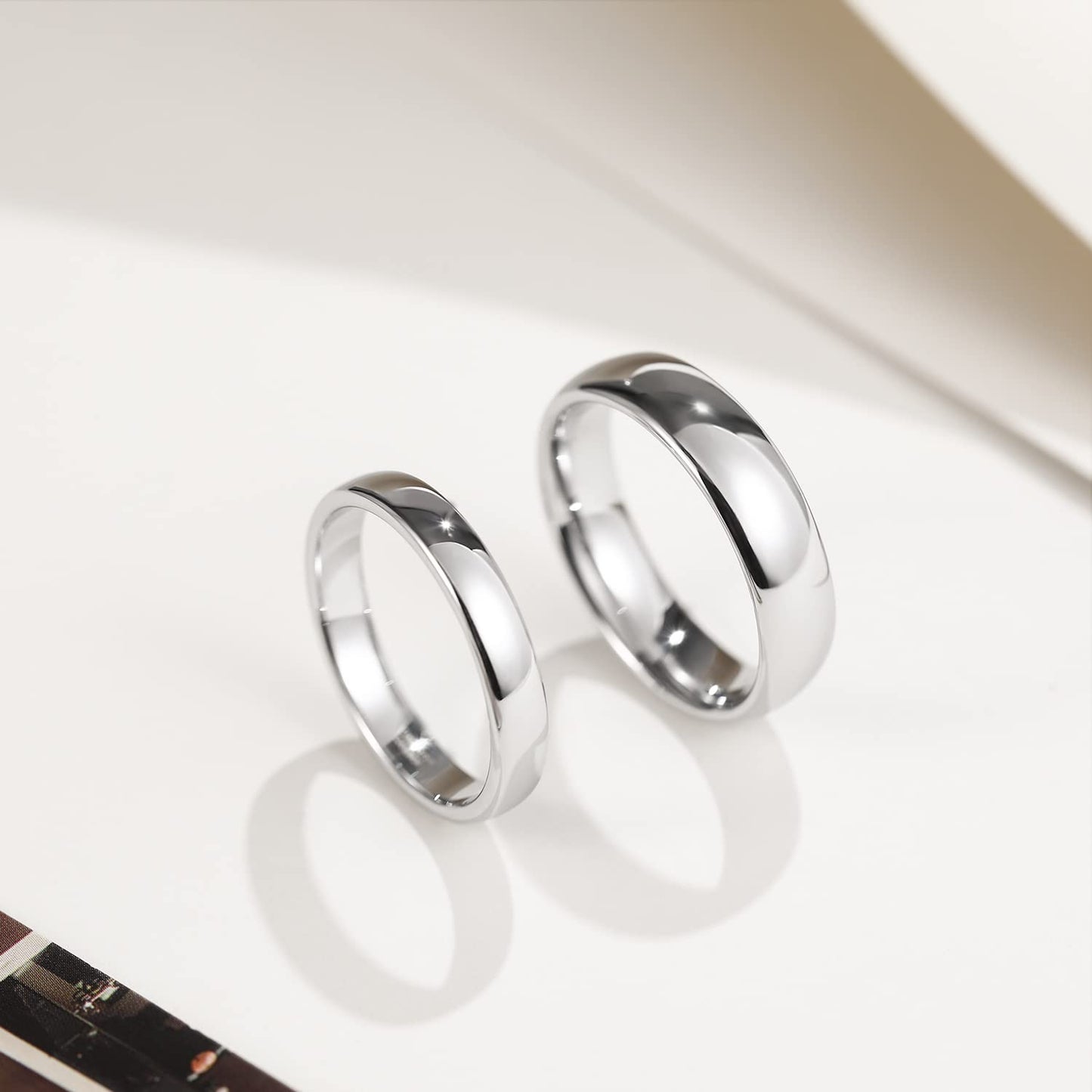 Greenpod 4mm Tungsten Rings for Women High Polished Plain Dome Silver Classic Wedding Band Comfort Fit Size 4