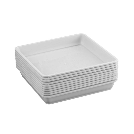 Yardwe 10Pcs Square Plant Saucers, Plastic Drip Tray for Potted Plants, Indoor & Outdoor Flower Pot Water Catcher, 5.9 X 5.9 X 0.9 Inch, White