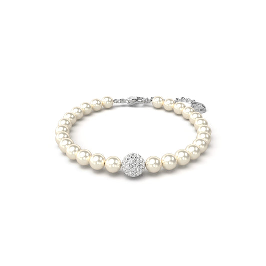 Swarovski Remix Strand Bracelet, Crystal Pearls and Pavé-Set Sphere in a Rhodium Finished Setting, Part of the Remix Collection